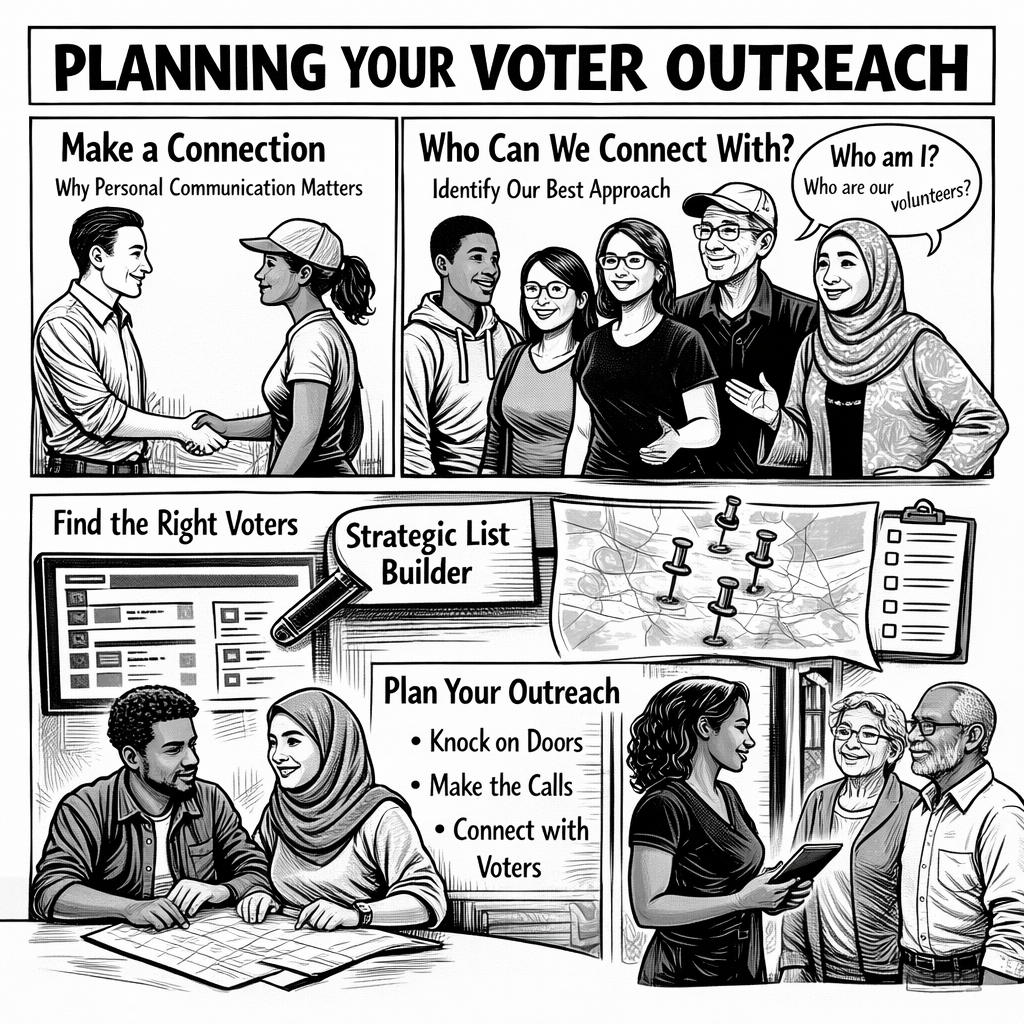 Start here illustration for campaign strategy and voter outreach planning.